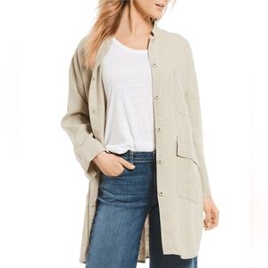 Eileen Fisher Mandarin Collar Heavyweight Linen Jacket Large